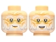 Part No: 3626pb2670  Name: Minifigure, Head Dual Sided White Bushy Eyebrows and Beard, Gold Glasses, Grin / Smile with Teeth Pattern