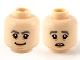 Part No: 3626pb2674  Name: Minifigure, Head Dual Sided Female, Dark Bluish Gray Eyebrows, Peach Lips, Grin / Scared Pattern