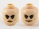 Part No: 3626pb2675  Name: Minifigure, Head Dual Sided Female, Black Eyebrows, Dark Tan Around Eyes, Medium Nougat Lips, Neutral / Grin Pattern