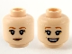 Part No: 3626pb2681  Name: Minifigure, Head Dual Sided Female, Dark Orange Eyebrows, Peach Lips, Slight Grin / Smile Showing Teeth Pattern