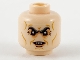 Part No: 3626pb2682  Name: Minifigure, Head Dark Bluish Gray Eyebrows, Nougat Eye Shadow, Medium Nougat Cheek Lines, Chin Dimple, and Wrinkles, Scowl with 4 Sharp Teeth Pattern