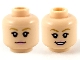Part No: 3626pb2683  Name: Minifigure, Head Dual Sided Female, Dark Tan Eyebrows, Bright Pink Lips, Neutral / Smile Showing Teeth Pattern