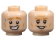 Part No: 3626pb2689  Name: Minifigure, Head Dual Sided Medium Nougat Eyebrows and Cheek Lines, Sweat Droplet and Worried Open Mouth Smile with Teeth / Grin Pattern