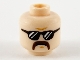 Part No: 3626pb2710  Name: Minifigure, Head Dark Orange Brow Furrow, Black Sunglasses with White Stripes, Dark Brown Horseshoe Moustache Pattern