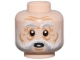 Part No: 3626pb2737  Name: Minifigure, Head White and Light Bluish Gray Bushy Eyebrows, Moustache and Beard, Medium Nougat Chin Dimple, Wrinkles and Cheek Lines, Surprised Open Mouth with Bottom Teeth Pattern