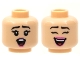 Part No: 3626pb2802  Name: Minifigure, Head Dual Sided Female, Black Eyebrows, Dark Pink Lips, Surprised / Open Smile with Closed Eyes Pattern