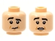 Part No: 3626pb2803  Name: Minifigure, Head Dual Sided Black Eyebrows, Right Raised, Dark Orange Cheek Lines, Closed Mouth / Open Mouth Pattern