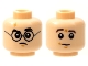 Part No: 3626pb2810  Name: Minifigure, Head Dual Sided Medium Nougat Scar, Black Eyebrows and Glasses / Dark Brown Eyebrows Right Raised Pattern