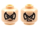 Part No: 3626pb2825  Name: Minifigure, Head Dual Sided Female, Large Black Domino Mask, Peach Lips, Lopsided Grin / Gritted Teeth Pattern