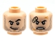 Part No: 3626pb2826  Name: Minifigure, Head Dual Sided Black Eyebrows, Dark Bluish Gray Stubble, Grin with Raised Eyebrow / Scowl with Bandage Pattern
