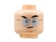 Part No: 3626pb2843  Name: Minifigure, Head Black Eyebrows Left Raised, Silver Glasses, Grumpy Expression Pattern