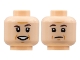 Part No: 3626pb2844  Name: Minifigure, Head Dual Sided, Dark Brown Eyebrows, Dark Orange Brow Furrows and Jowel Lines, Smile / Neutral Pattern