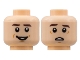 Part No: 3626pb2862  Name: Minifigure, Head Dual Sided Dark Brown Eyebrows, Small Smile / Scared Pattern