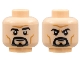 Part No: 3626pb2890  Name: Minifigure, Head Dual Sided Black Eyebrows and Goatee, Medium Nougat Cheek Lines and Chin Dimple, Furrowed Brow, Grin / Frown Pattern