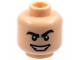 Part No: 3626pb2942  Name: Minifigure, Head Black Thick Eyebrows, Left Raised, Wide Sinister Smile with Teeth Pattern