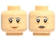 Part No: 3626pb3009  Name: Minifigure, Head Dual Sided Female Dark Bluish Gray Eyebrows, Black Eyelashes, Medium Nougat Dimples and Wrinkles, Nougat Lips, Grin / Concerned Open Mouth with Top Teeth Pattern