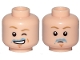 Part No: 3626pb3011  Name: Minifigure, Head Dual Sided Dark Tan Eyebrows, Chin Dimple, Blue Milk Stains, Open Mouth Smile and Wink / Sad Pattern (SW Luke Skywalker)