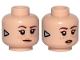 Part No: 3626pb3022  Name: Minifigure, Head Dual Sided Female Reddish Brown Eyebrows, Nougat Lips, Freckles, Silver Triangle (Focus), Lopsided Closed Mouth / Surprised Open Mouth Pattern