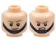 Part No: 3626pb3028  Name: Minifigure, Head Dual Sided SW Dark Tan Eyebrows, Black Chin Strap, Smirk / Grimace Pattern