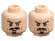 Part No: 3626pb3030  Name: Minifigure, Head Dual Sided Black Eyebrows, Moustache, and Goatee, Medium Nougat Cheek Lines and Wrinkles, Open Mouth Smile with Teeth / Scowl Pattern