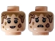 Part No: 3626pb3034  Name: Minifigure, Head Dual Sided Child Black Eyebrows, Dark Tan Mud Spots, Open Mouth Smile with Teeth with Gap / Scared Pattern