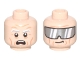 Part No: 3626pb3043  Name: Minifigure, Head Dual Sided Wrinkles and White and Light Bluish Gray Eyebrows, Open Mouth Frown / Silver Visor with Reflections Pattern