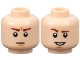 Part No: 3626pb3056  Name: Minifigure, Head Dual Sided Reddish Brown Eyebrows, Right Raised, Chin Dimple, Open Mouth Grin with Teeth / Stern Eyebrows and Scowl Face Pattern