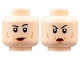 Part No: 3626pb3111  Name: Minifigure, Head Dual Sided Female Black Eyebrows, Dark Red Lips, Medium Nougat Contour Lines, Small Smile / Scowl Pattern