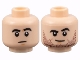 Part No: 3626pb3122  Name: Minifigure, Head Dual Sided Black Thick Eyebrows, Neutral / Lopsided Grin with Dark Brown Stubble Pattern