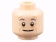 Part No: 3626pb3127  Name: Minifigure, Head Dark Bluish Gray Eyebrows, Medium Nougat Wrinkles, Wide Grin Pattern
