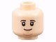 Part No: 3626pb3130  Name: Minifigure, Head Black Eyebrows, Grin, Medium Nougat Dimple and Chin Pattern