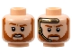 Part No: 3626pb3135  Name: Minifigure, Head Dual Sided Dark Orange Eyebrows and Beard, Open Mouth with White Teeth / Closed Mouth and Gold Headset Pattern
