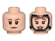 Part No: 3626pb3148  Name: Minifigure, Head Dual Sided Female Reddish Brown Eyebrows, Medium Nougat Lips and Cheek Lines, and Neutral / Oxygen Mask Pattern