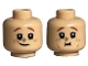 Part No: 3626pb3189  Name: Minifigure, Head Dual Sided Dark Orange Eyebrows, Medium Nougat Freckles, Dark Tan Scuff Mark, Lopsided Grin / Eating Pattern