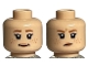 Part No: 3626pb3192  Name: Minifigure, Head Dual Sided Female Dark Orange Eyebrows, Nougat Freckles and Lips, Smile / Angry Pattern