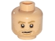 Part No: 3626pb3232  Name: Minifigure, Head Dark Tan Eyebrows and Beard Stubble, Nougat Chin Dimple, Neutral Pattern