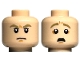 Part No: 3626pb3238  Name: Minifigure, Head Dual Sided Dark Tan Eyebrows, Nougat Chin Dimple, Angry / Scared with Open Mouth Pattern