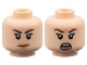Part No: 3626pb3239  Name: Minifigure, Head Dual Sided Female Dark Brown Eyebrows, Black Eyelashes, Nougat Lips, Neutral / Angry Open Mouth with Teeth Parted Pattern