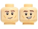 Part No: 3626pb3242  Name: Minifigure, Head Dual Sided Dark Brown Eyebrows, Medium Nougat Cheek Lines and Chin Dimple, Neutral / Smirk with Open Mouth Pattern