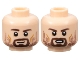 Part No: 3626pb3259  Name: Minifigure, Head Dual Sided Dark Brown Eyebrows, Goatee and Stubble Beard, Medium Nougat Cheek Lines, Grin / Scowl Pattern