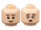 Part No: 3626pb3260  Name: Minifigure, Head Dual Sided Dark Brown Eyebrows, Medium Nougat Chin Dimple, Grin / Scared with Bright Light Blue Eyes Pattern