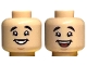 Part No: 3626pb3270  Name: Minifigure, Head Dual Sided Black Eyebrows, Medium Nougat Chin Dimple, Open Mouth Smile with Teeth / Wide Open Mouth Smile with Tongue Pattern