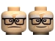Part No: 3626pb3271  Name: Minifigure, Head Dual Sided White Bushy Eyebrows, Medium Nougat Wrinkles and Cheek Lines, Black Glasses, Frown / Smile Pattern