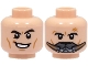 Part No: 3626pb3277  Name: Minifigure, Head Dual Sided Black Eyebrows, Medium Nougat Cheek Lines and Dimples, Lopsided Open Mouth Smile / Breathing Apparatus Pattern