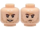 Part No: 3626pb3278  Name: Minifigure, Head Dual Sided Dark Brown Eyebrows, Dark Tan Stubble Beard, Medium Nougat Chin Dimple, Lopsided Open Mouth Smile / Frown Pattern