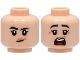 Part No: 3626pb3282  Name: Minifigure, Head Dual Sided Female Black Eyebrows, Nougat Lips, Medium Nougat Dimples, Lopsided Grin / Scared with Open Mouth Pattern
