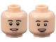 Part No: 3626pb3285  Name: Minifigure, Head Dual Sided Black Eyebrows, Nougat Chin Dimple, Narrow Open Mouth Smile / Wide Open Mouth Smile Pattern