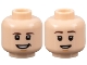 Part No: 3626pb3286  Name: Minifigure, Head Dual Sided Dark Brown Eyebrows, Nougat Chin Dimple, Lopsided Grin / Narrow Open Mouth Smile Pattern