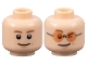 Part No: 3626pb3287  Name: Minifigure, Head Dual Sided Medium Brown Eyebrows, Nougat Dimples, Smile / Winking with Glasses Pattern