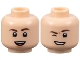 Part No: 3626pb3289  Name: Minifigure, Head Dual Sided Dark Brown Eyebrows, Nougat Dimples, Open Mouth Smile with Teeth and Tongue / Wink Right Pattern